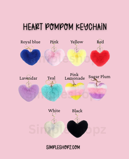 Heart PomPom Keychains