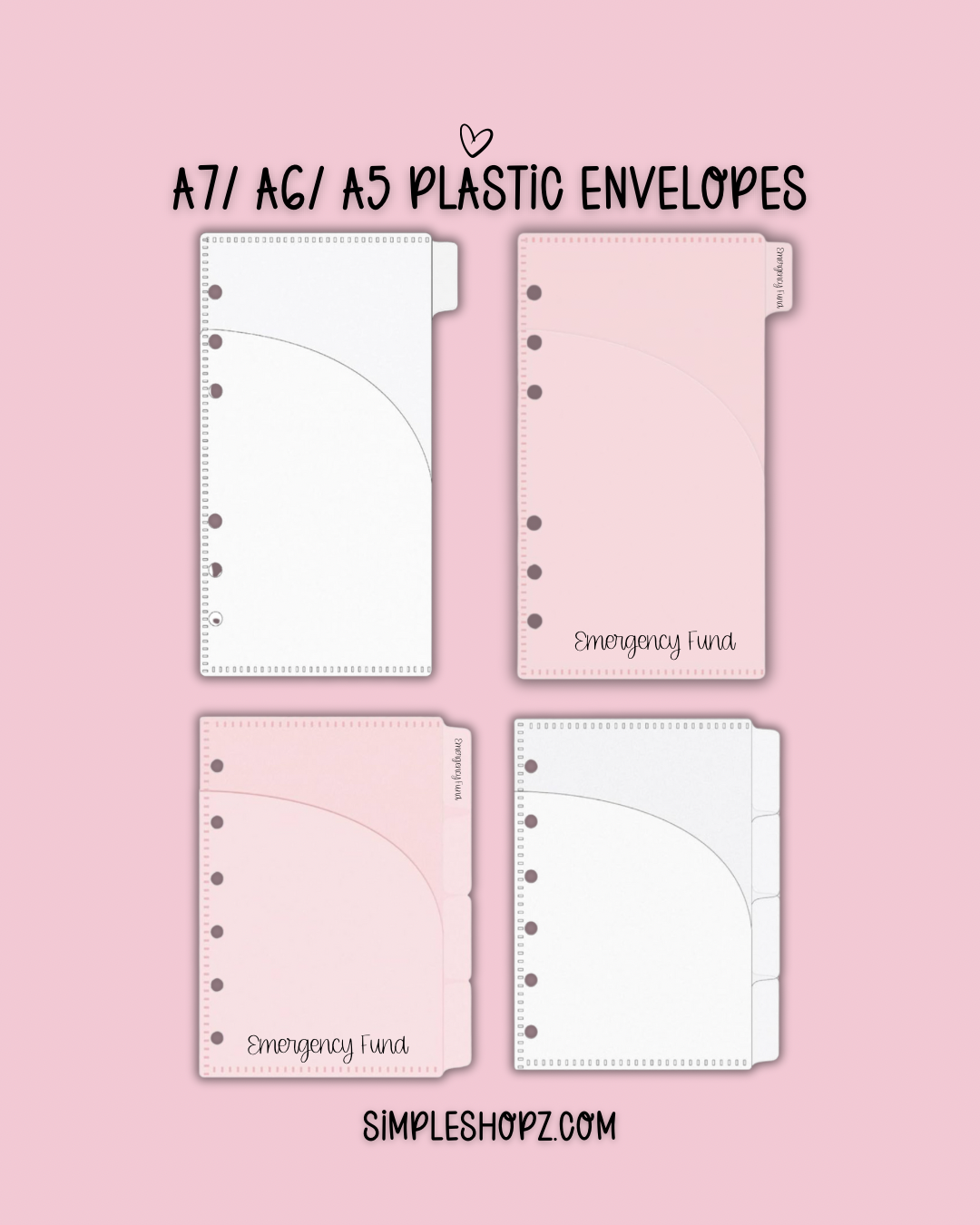 Original! Plastic A7/A6/A5 Double Pocket- Tab Envelopes