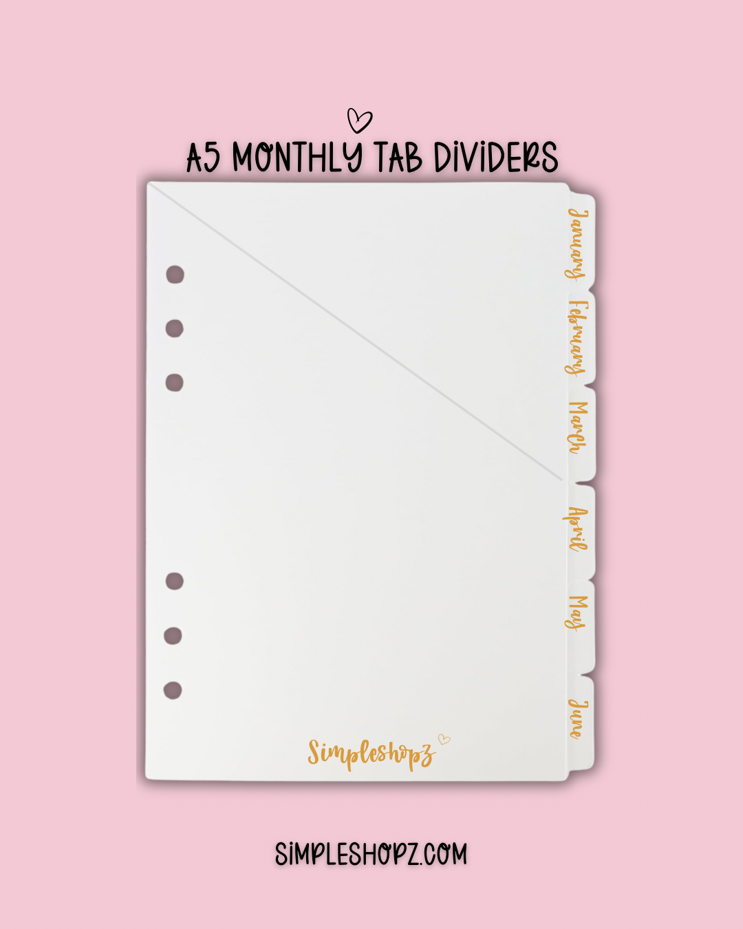 A5 Size Pocket Monthly Tab Dividers