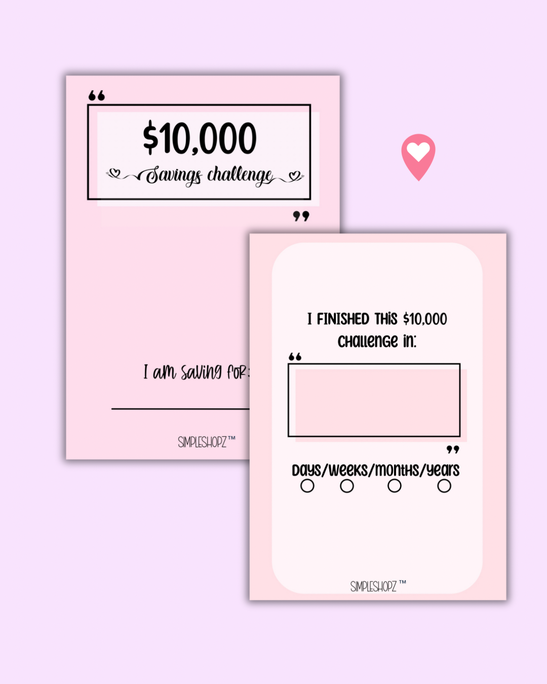 $10,000 Savings Challenge (A5 size) – SimpleShopz