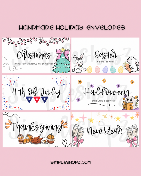 New! Handmade Holiday Envelopes (set of 6)