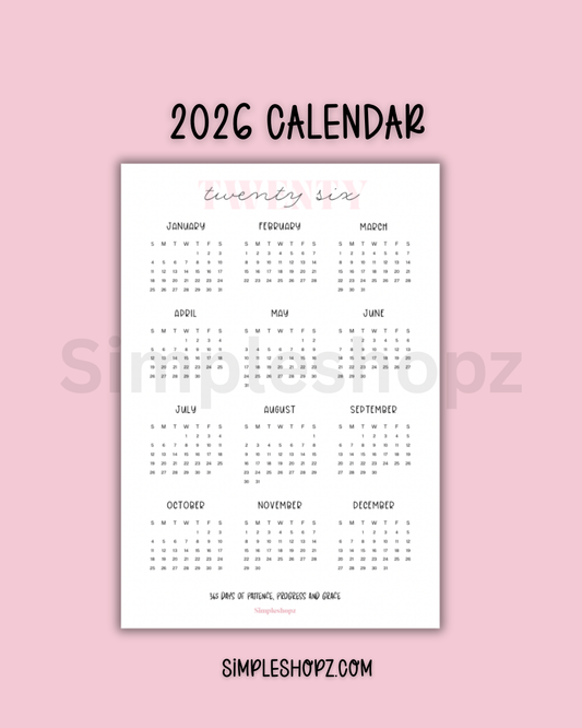 Calendar 2026 (A5 Size)