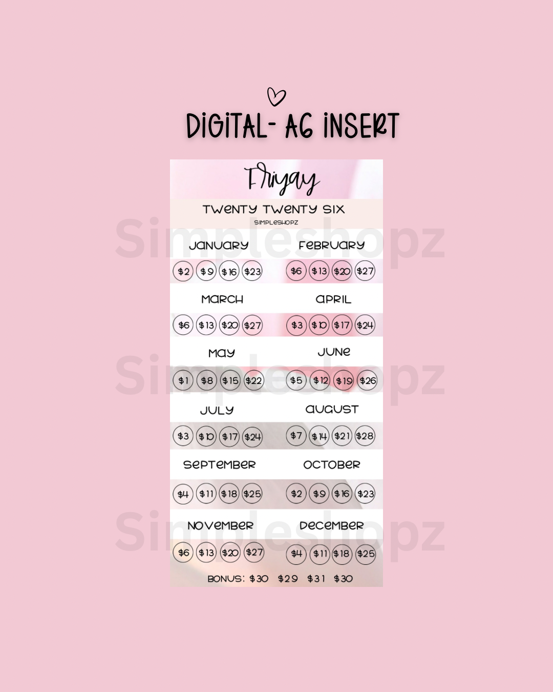 Digital- A6 Friyay Insert