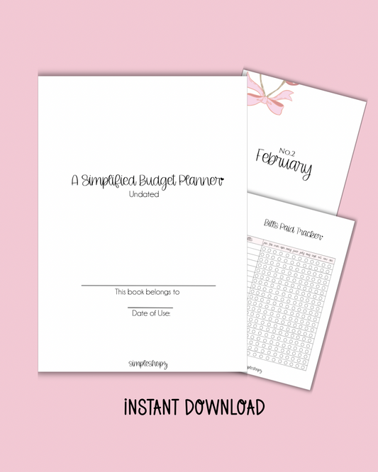A5 Simplified Budget Planner  (Instant Download)