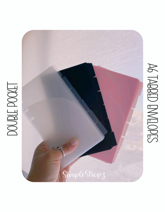 New! Original- A6 Plastic Double Pocket Tabbed Envelopes (6 Tabs)