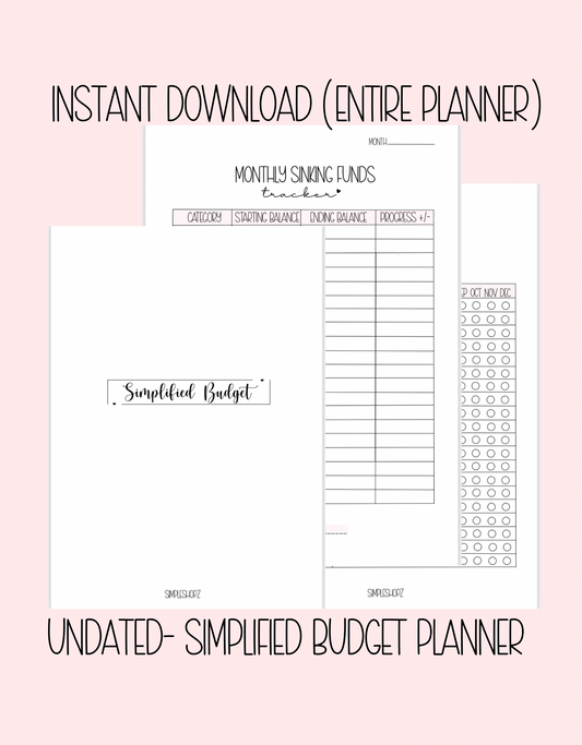 A5 Simplified Budget Planner  (Instant Download)