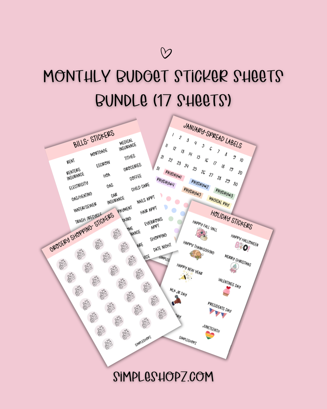 Monthly Budget Sticker Sheets Bundle