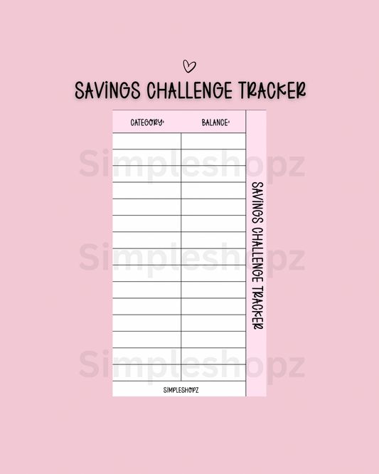 New! Savings Challenge Tracker (Reusable-No holes)