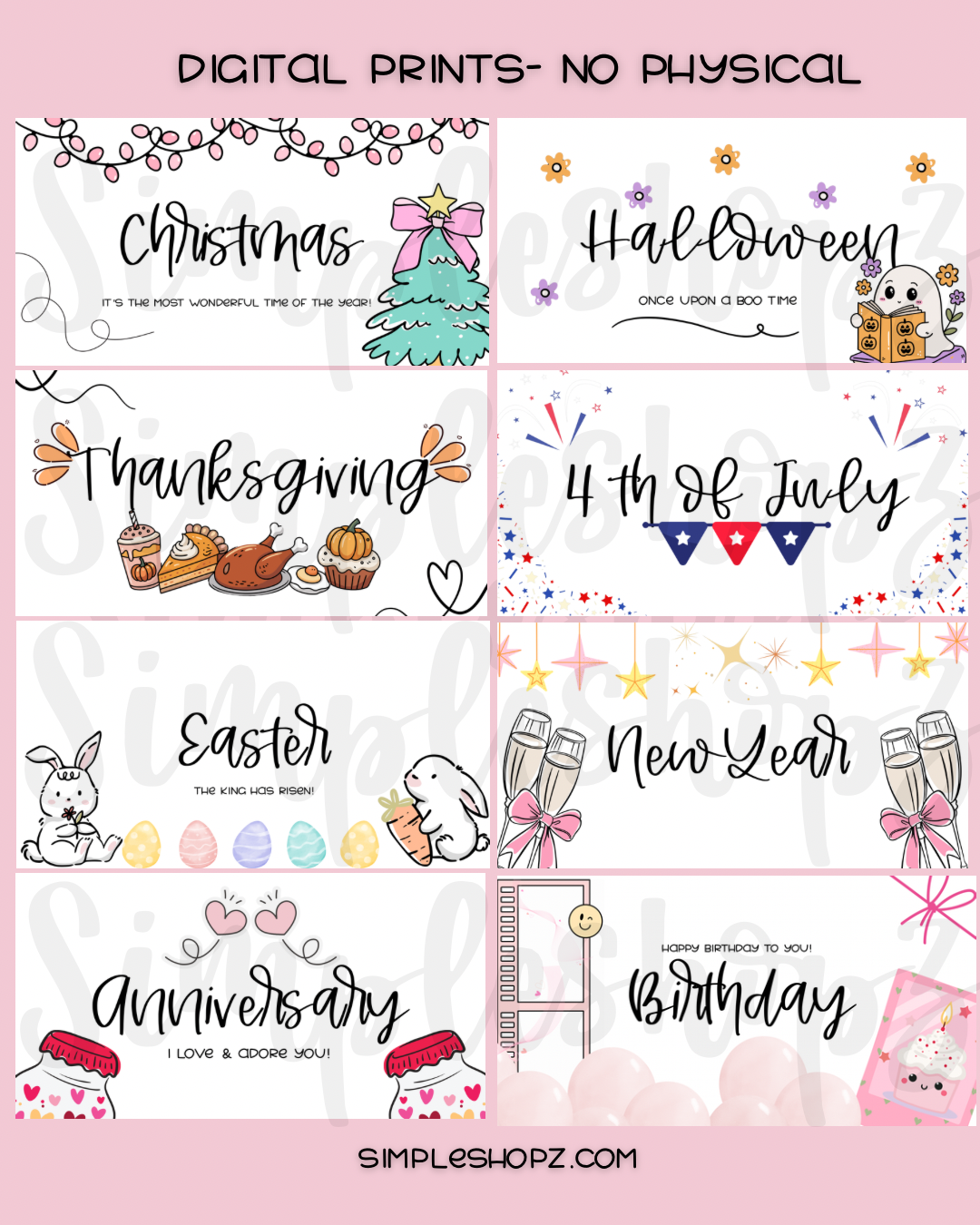 New! Holiday A6 Inserts Only